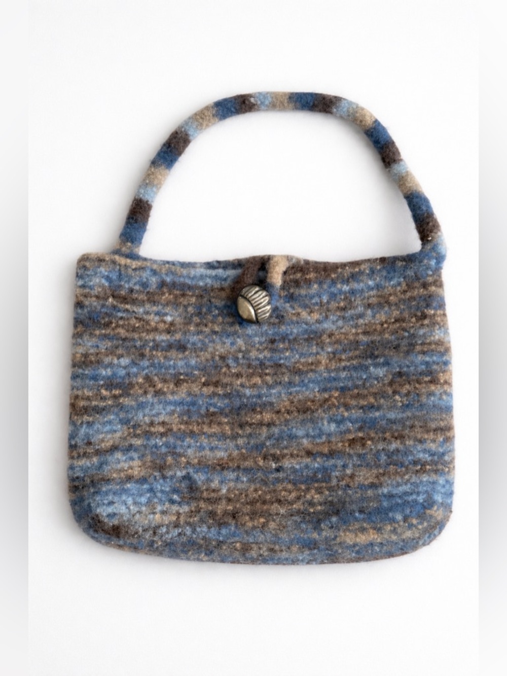 Vintage Boho Handmade Mini Handbag Felted Wool Hippie Cottagecore Artsy Purse
